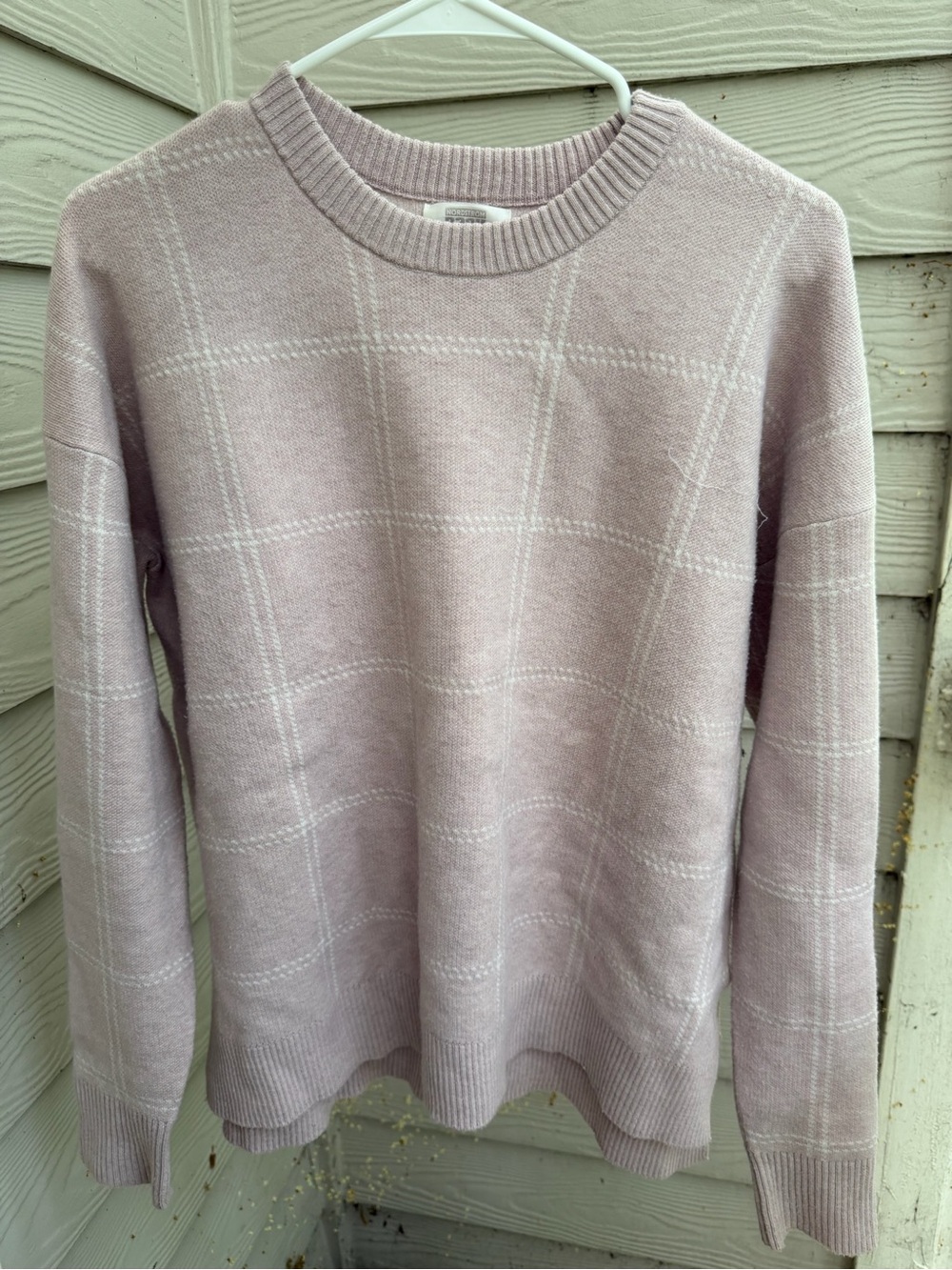 Women's Crewneck Windowpane Knit Sweater in Soft Lilac